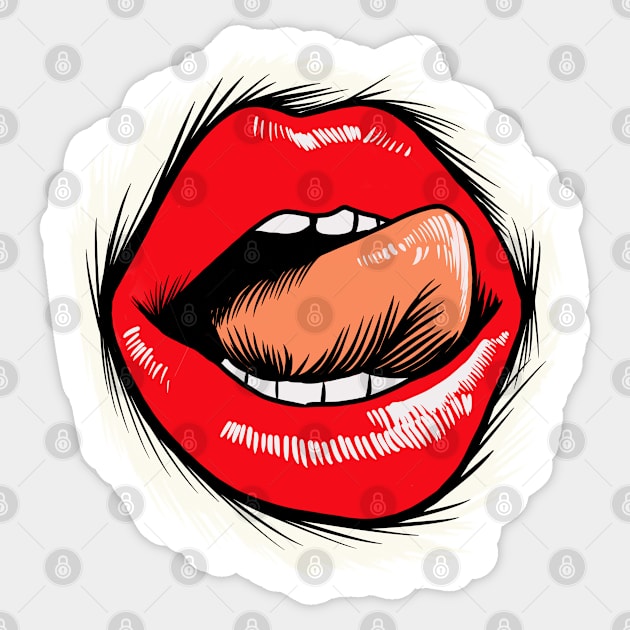 Red hot - lick it lips Sticker by stephenignacio